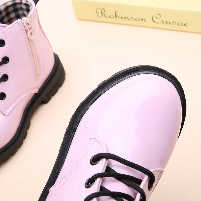 Girls’ PU Leather Winter Boots