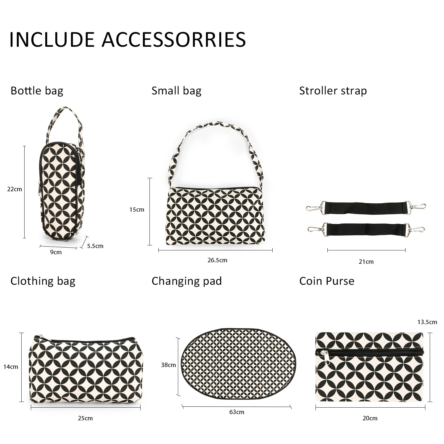 7pcs Nappy Changing Bag Set – Multifunctional Tote, Shoulder & Travel Diaper Bag