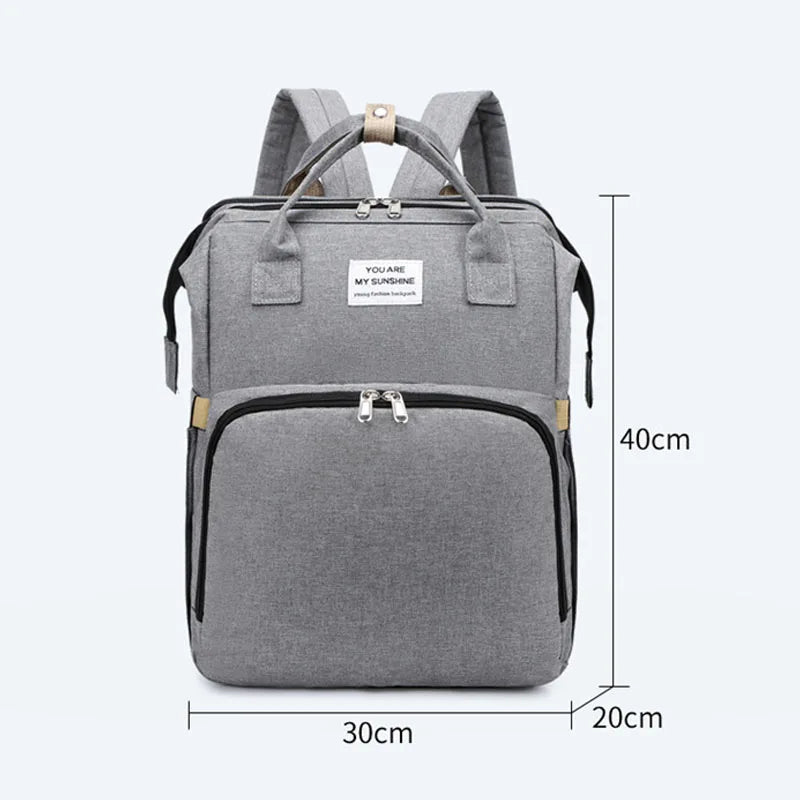 Mommy Diaper Bag – Baby Bed, Milk Bottle Storage & Changing Mat Backpack for Nursing Moms