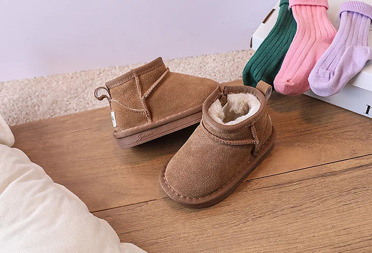 Baby Winter Snow Boots – Leather Plush Non-Slip Toddler Shoes