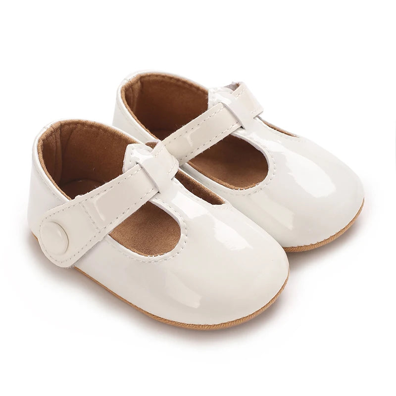 Baby Mary Jane Shoes (0–18M) – PU First Walkers with Bowknot
