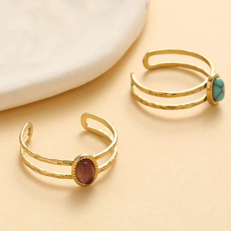 Inlaid Natural Stainless Steel Ring