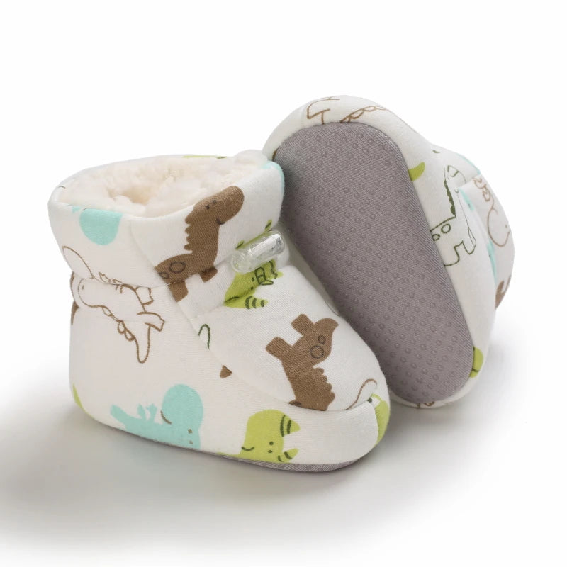 Baby Winter Snow Boots (0–18M) – Soft Warm Cartoon Printed Shoes