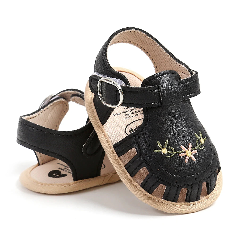 Baby Girl Summer Sandals – Breathable Lightweight Floral Wrap-Toe Shoes