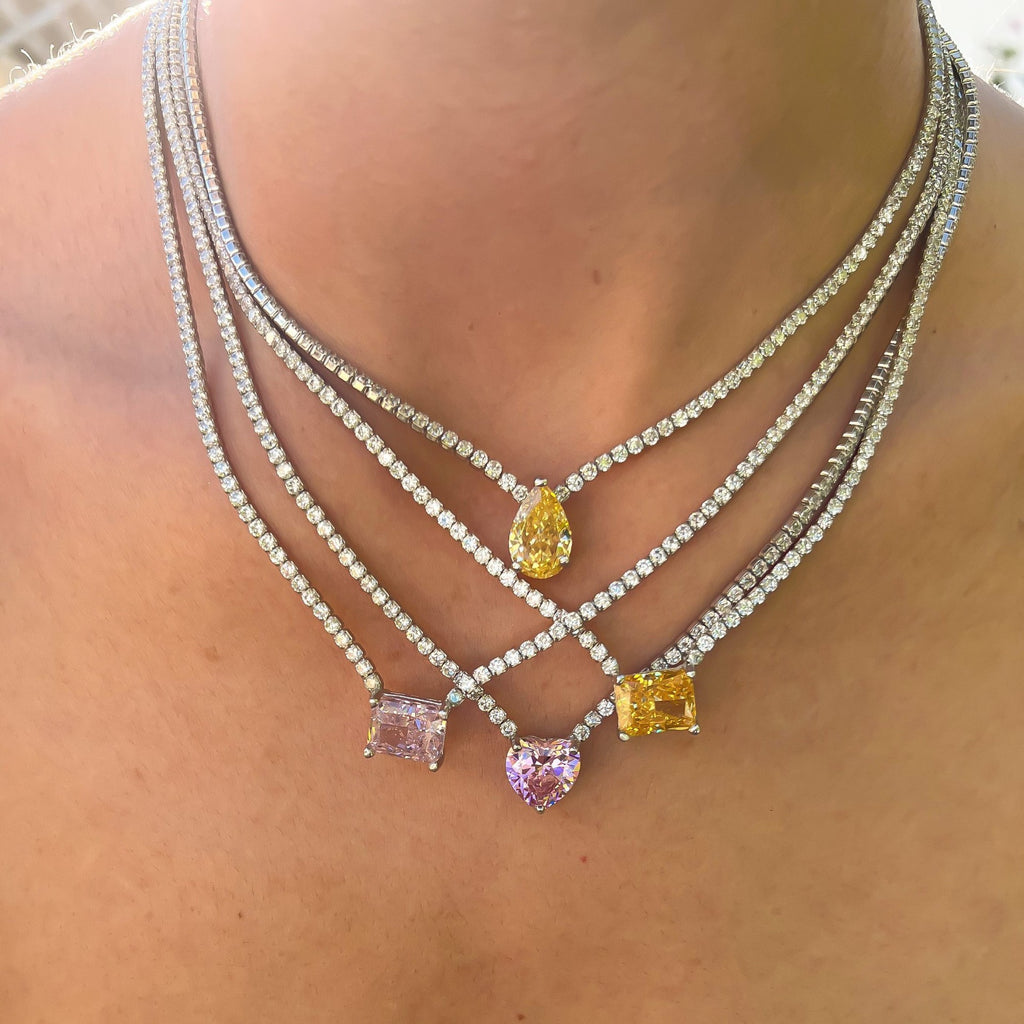Stainless Steel Tennis Zircon Necklace