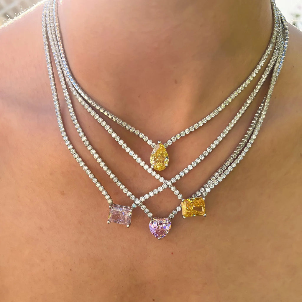 Stainless Steel Tennis Zircon Necklace