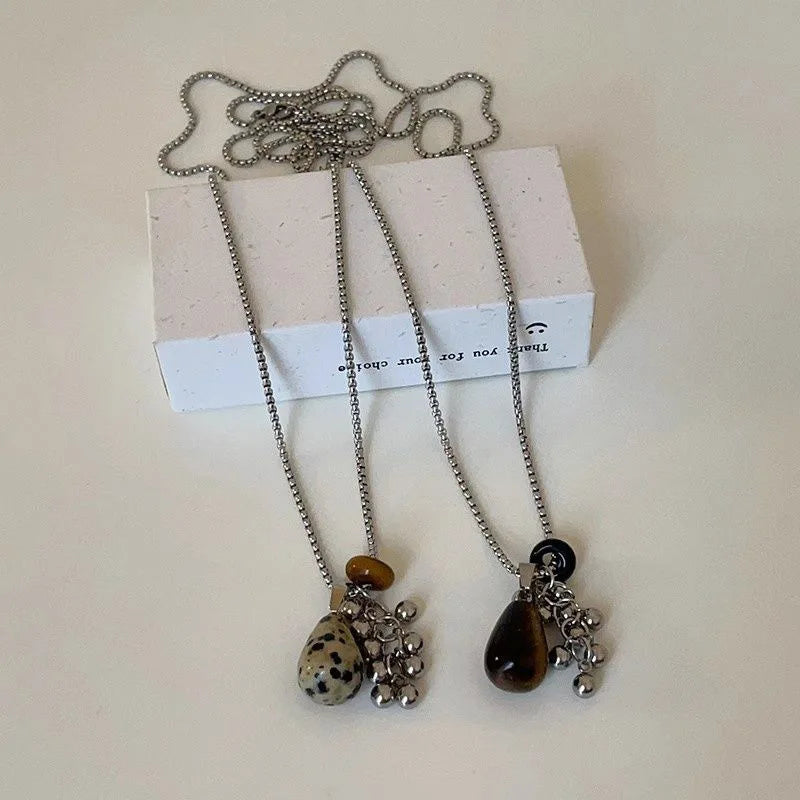 Irregular Tiger Eye Stone Pendant Necklace