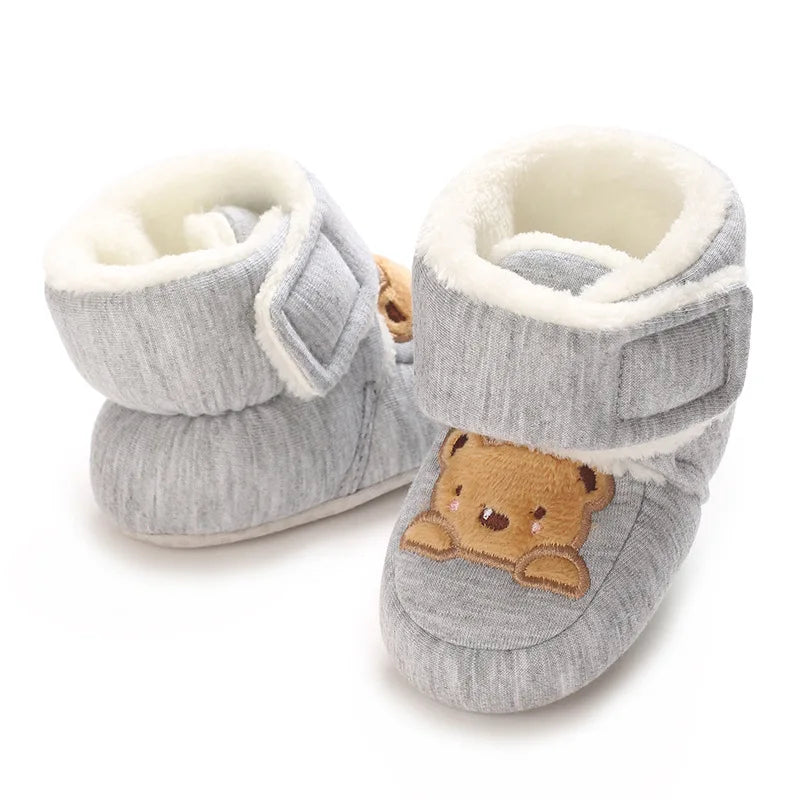 Baby Winter Cotton Shoes (0–1Y) – Thick Warm Teddy Bear Walking Shoes