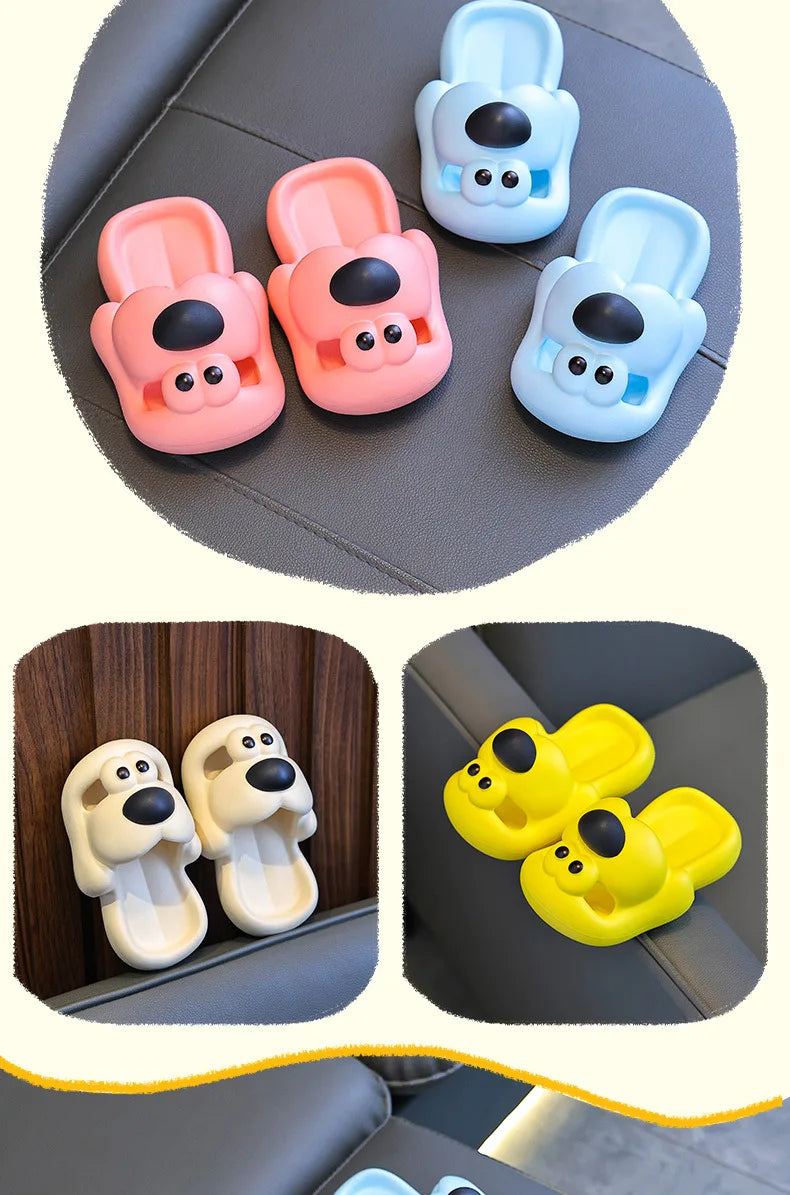 Kids Cartoon Puppy Slippers – Soft Non-Slip Indoor Flip-Flops