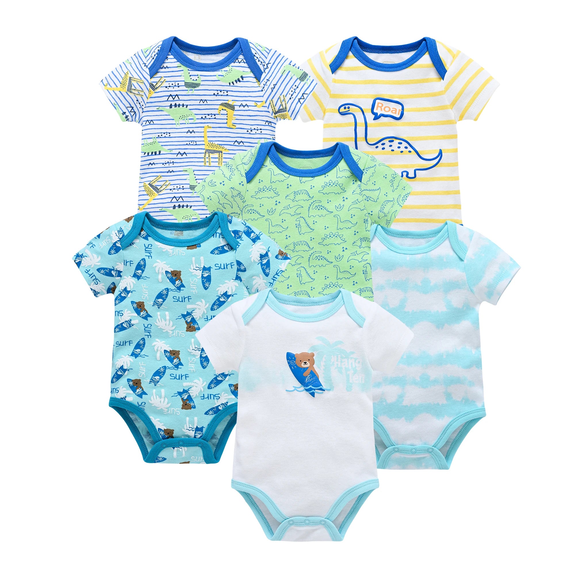 3/6PCS Baby Bodysuit Set, Cotton Short Sleeve 0–12M