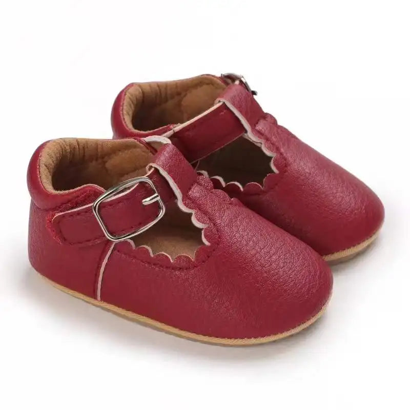Baby Stripe Leather Shoes – Multicolor Non-Slip First Walkers