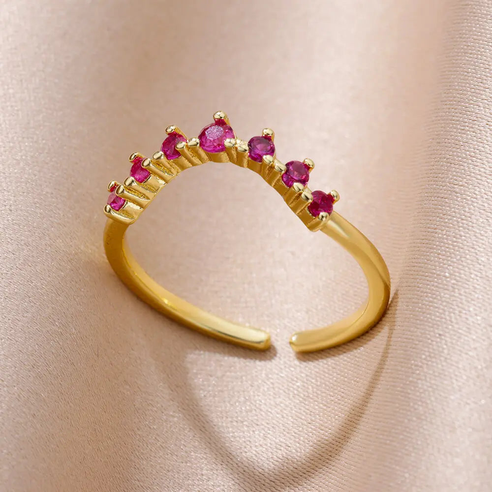 Green Zircon Round Geometric Ring