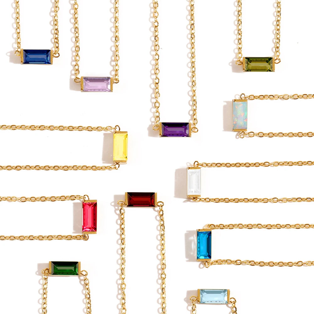 EManco Stainless Steel Colorful Birthstone Pendant