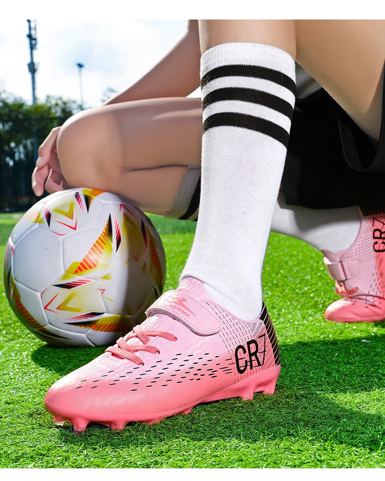 Kids’ Soccer Cleats – Hook & Loop Football Shoes