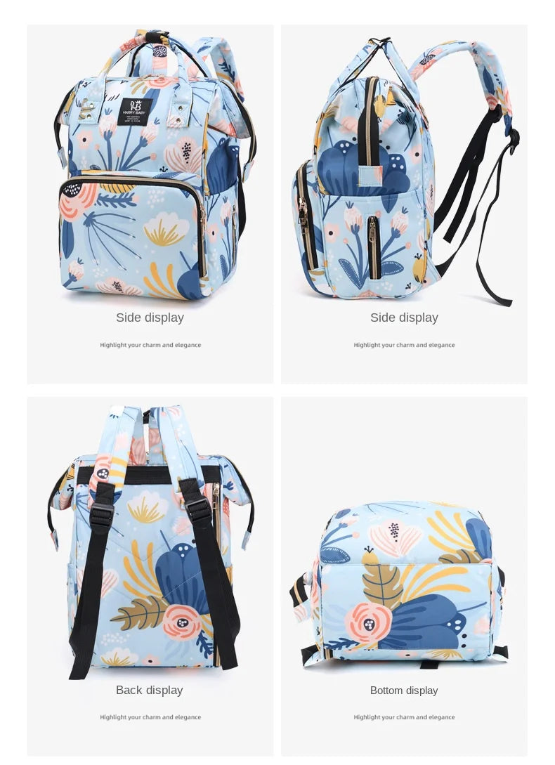 Fashion Print Nappy Backpack – Multi-Functional Large Capacity Mommy Bag for Outdoor Travel & Baby Care