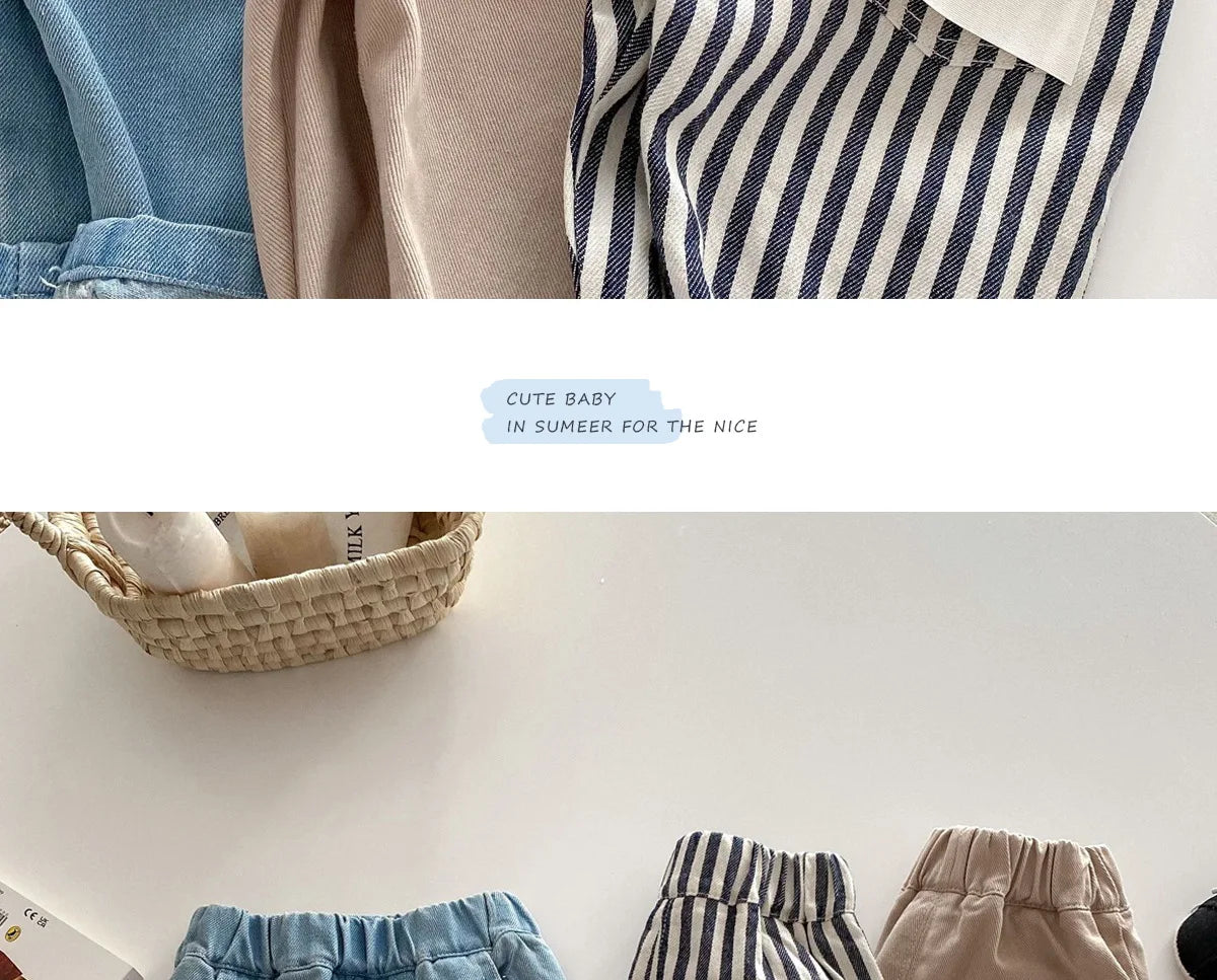 Kids Spring Striped Denim Pants (0–5Y)