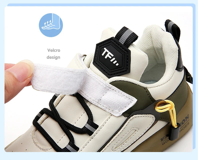 Kids’ Leather Sneakers – Casual, Non-Slip Running Shoes