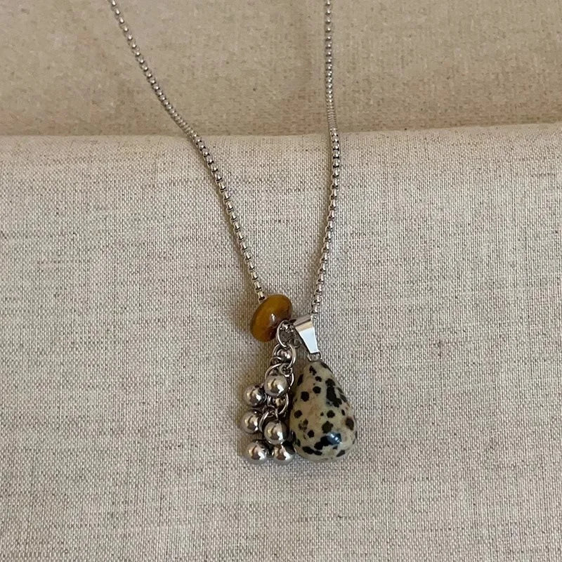 Irregular Tiger Eye Stone Pendant Necklace