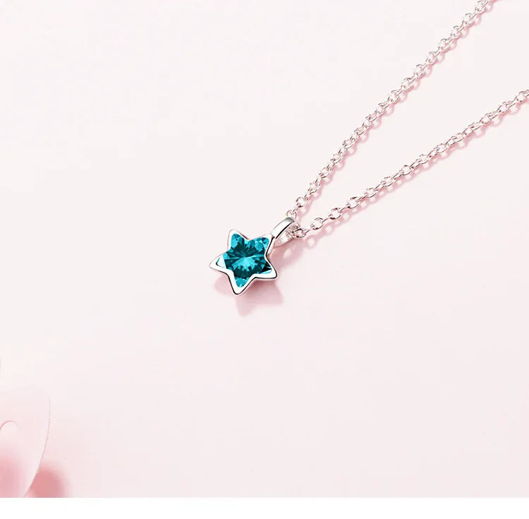 Sterling Silver Blue Star Necklace