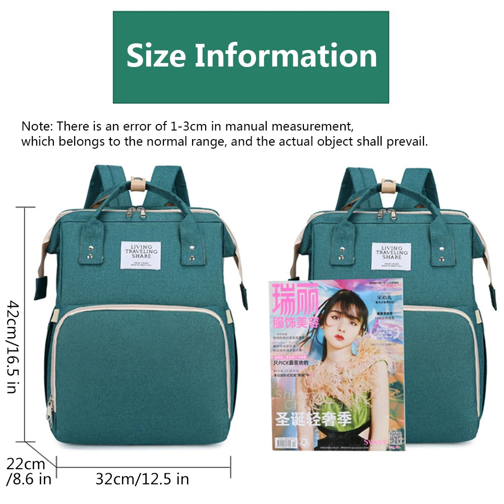 Portable Folding Mommy Bag – Large Capacity Baby Backpack with Crib for Travel & Outings