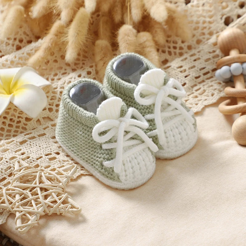 Baby Knitted Booties (0–18M) – Soft Sole Non-Slip First Walkers