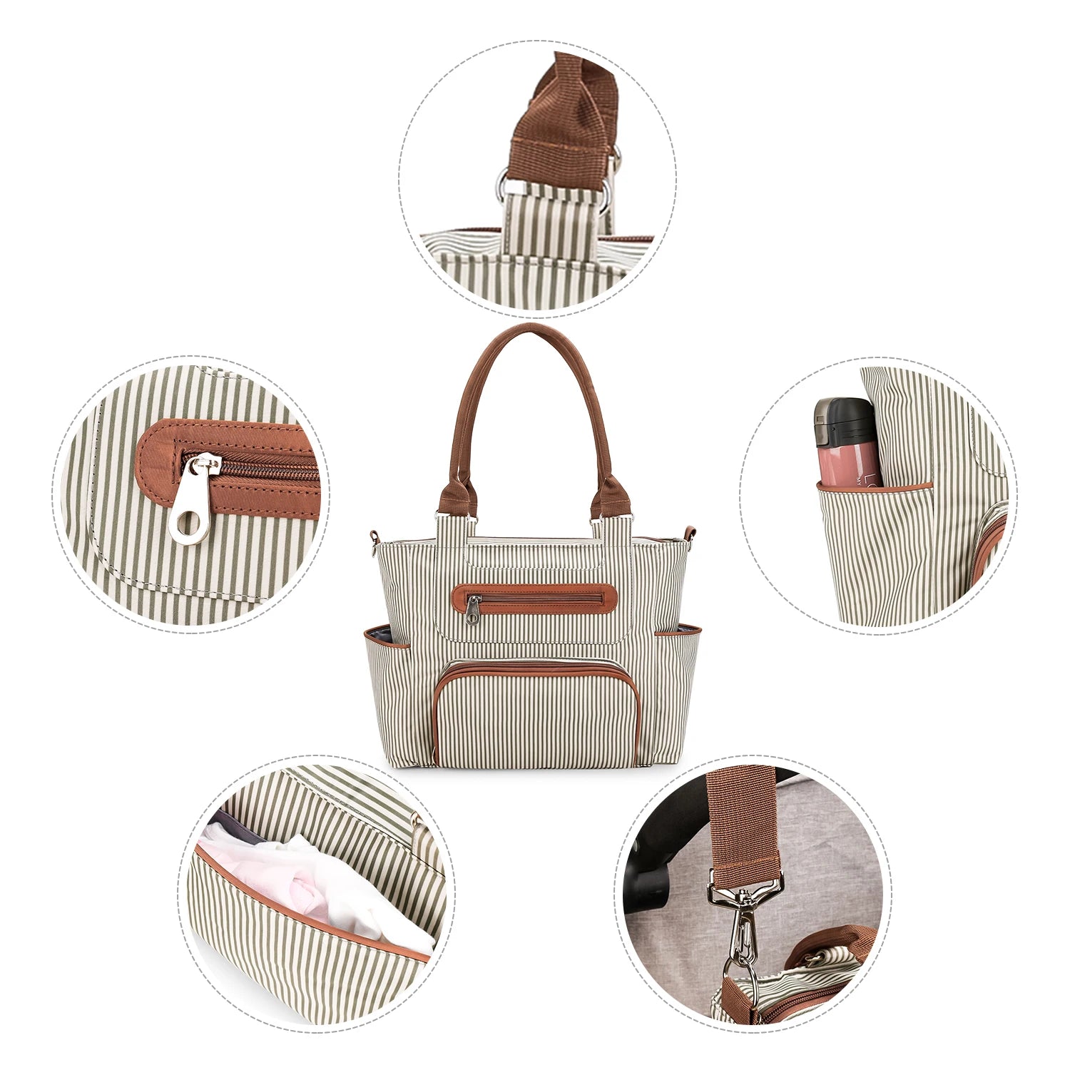 7pcs Nappy Changing Bag Set – Multifunctional Tote, Shoulder & Travel Diaper Bag