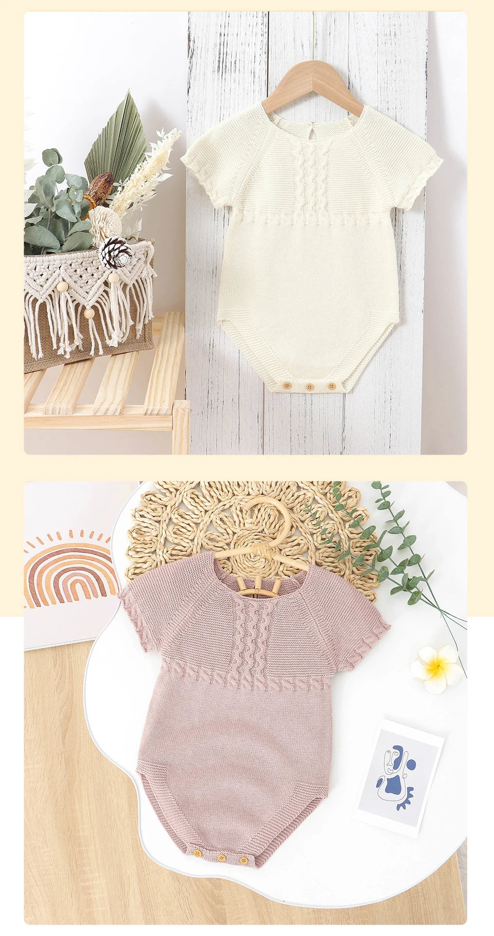 Baby Girl Summer Bodysuit, Solid Muslin Romper 1–18M