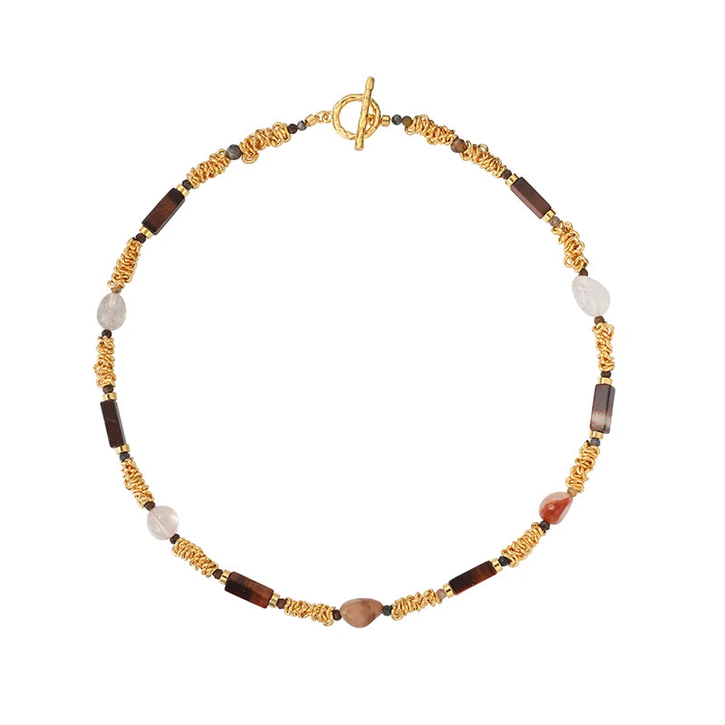 Natural Tiger Eye Stone Pendant Plated