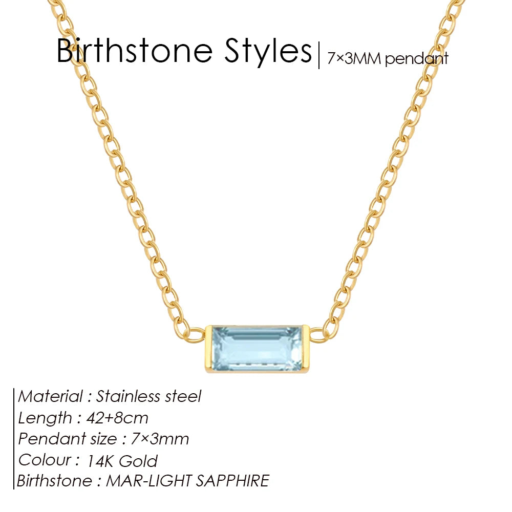EManco Stainless Steel Colorful Birthstone Pendant