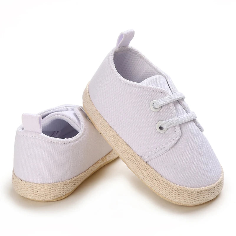 Infant Spring Sneakers (0–18M) – White Non-Slip Soft-Soled Shoes