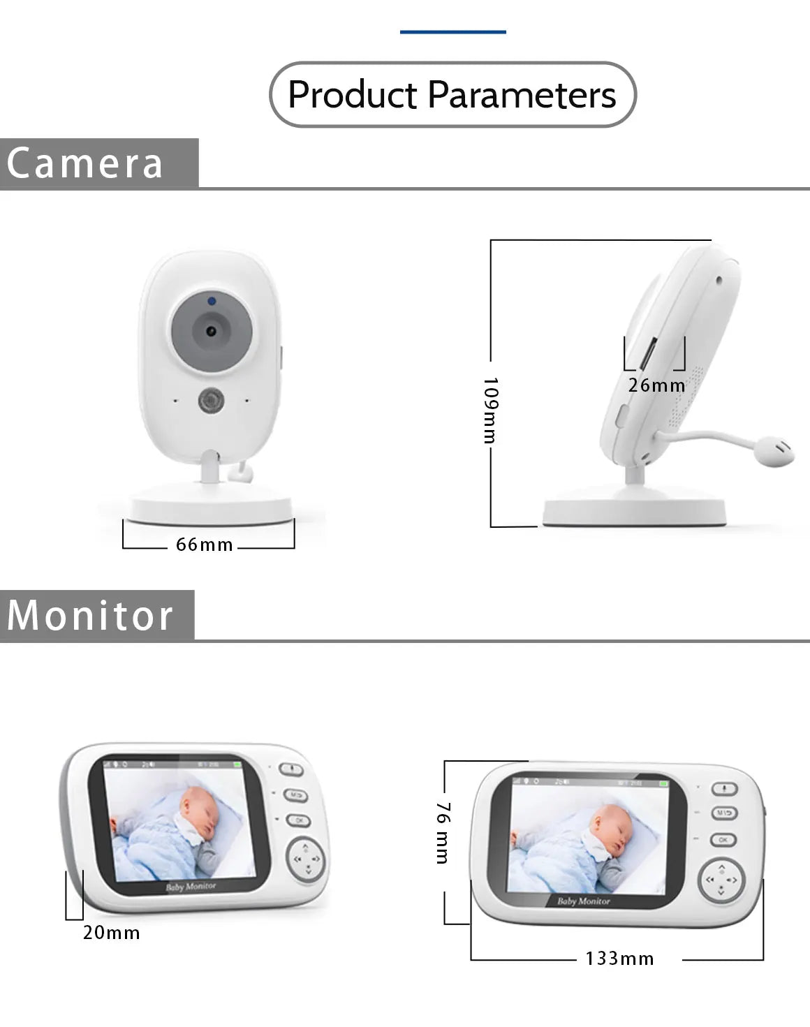 Baby Monitor Camera – 2.4G, Temperature & Talk