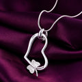 925 Sterling Silver Butterfly Heart Necklaces