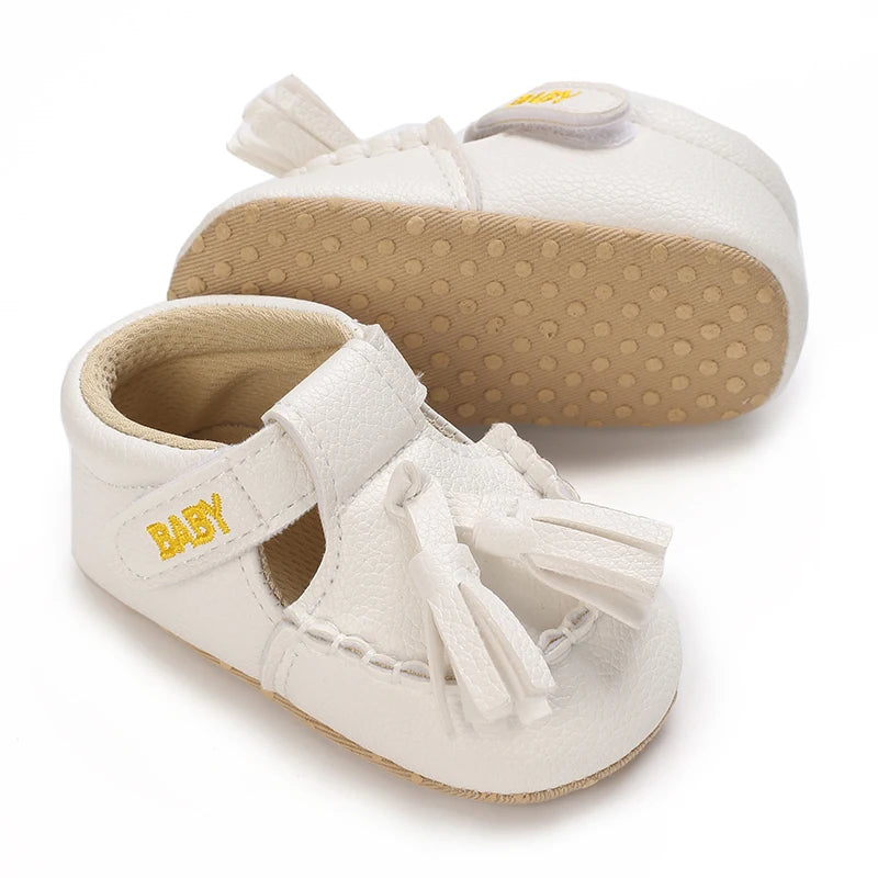 Infant Spring Sneakers (0–18M) – White Non-Slip Soft-Soled Shoes