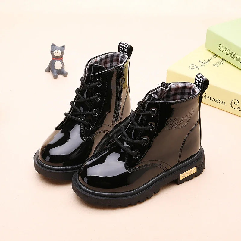 Girls’ PU Leather Winter Boots