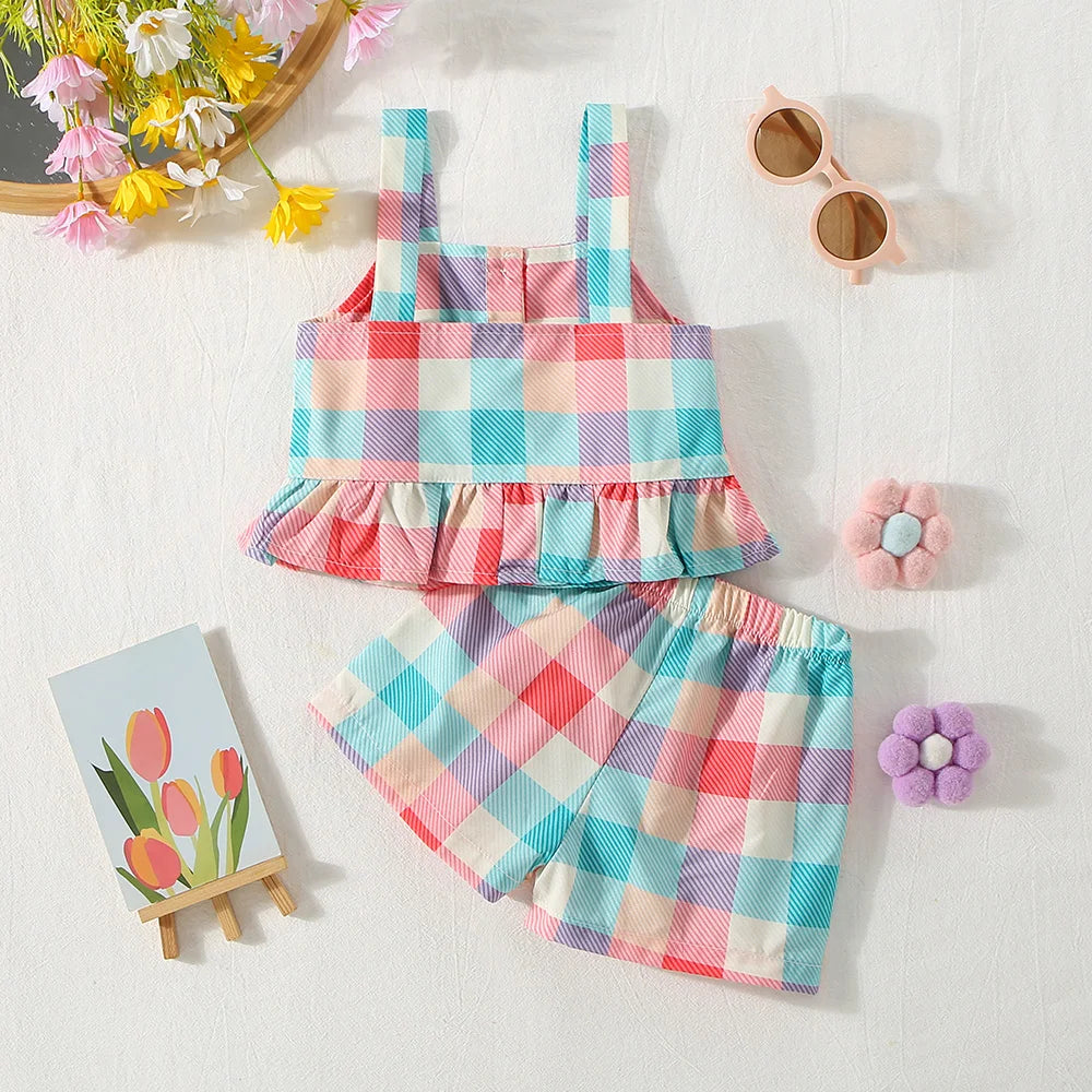 Baby Girl Summer Strap Shorts Set