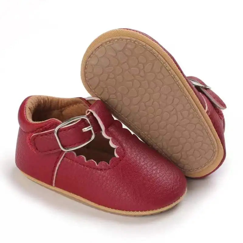 Baby Stripe Leather Shoes – Multicolor Non-Slip First Walkers