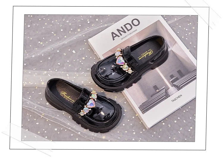 Girls’ Leather Princess Shoes – Low-Heeled Wedding Shoes