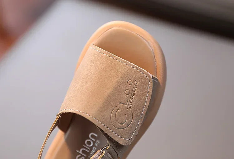 Kids’ Summer Sandals – Open Toe PU Leather (Ages 1–6)