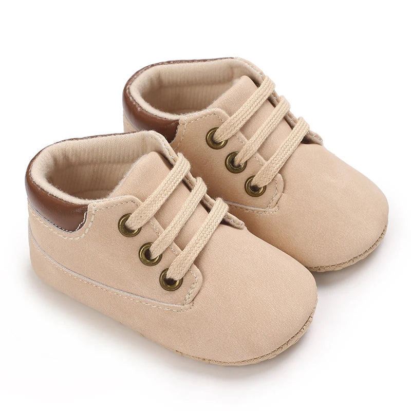 Baby Walking Shoes (0–18M) – Lace-Up Casual Flat Sneakers