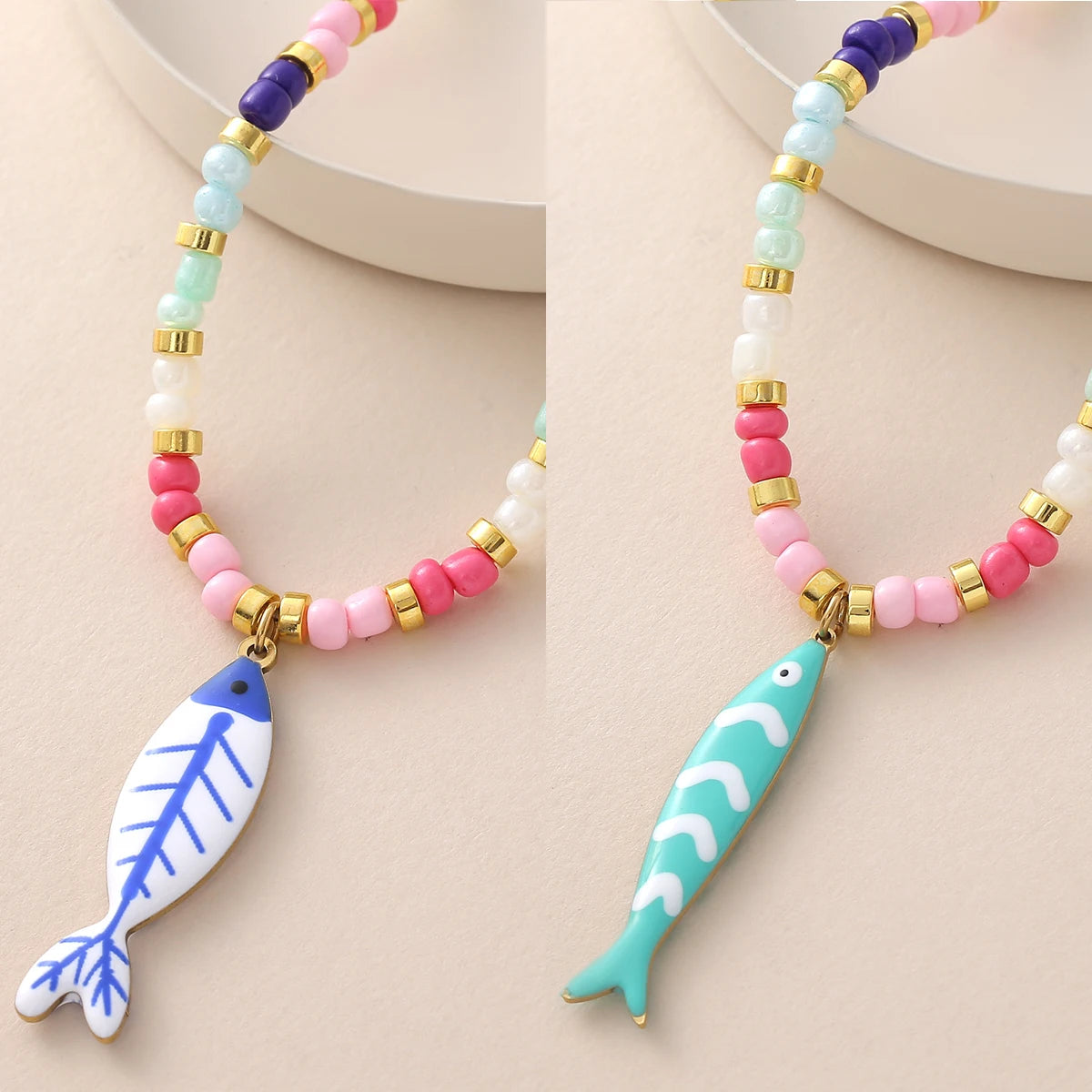 Enamel Fish Pendant Necklace