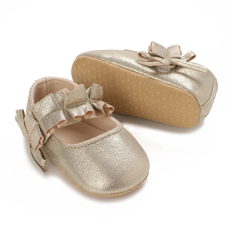 Baby Shoes (0–18M) – Plush Soft Bow Casual Sneakers