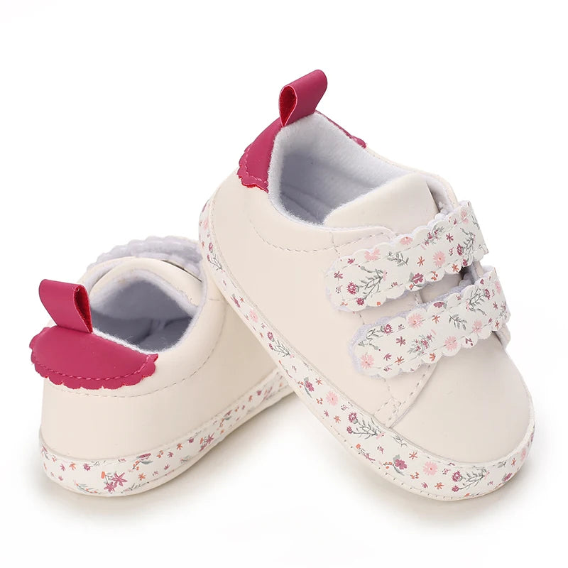Infant Spring Sneakers – White Soft-Sole Non-Slip Prewalker Shoes