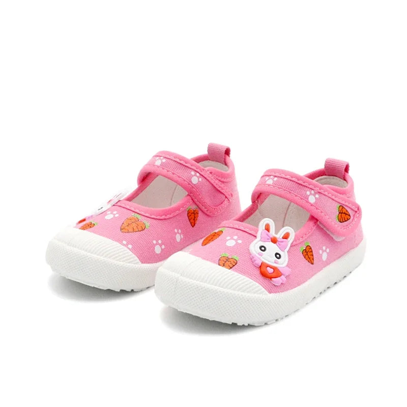 Girls’ Canvas Sneakers – Soft Candy Shoes with Cartoon Print