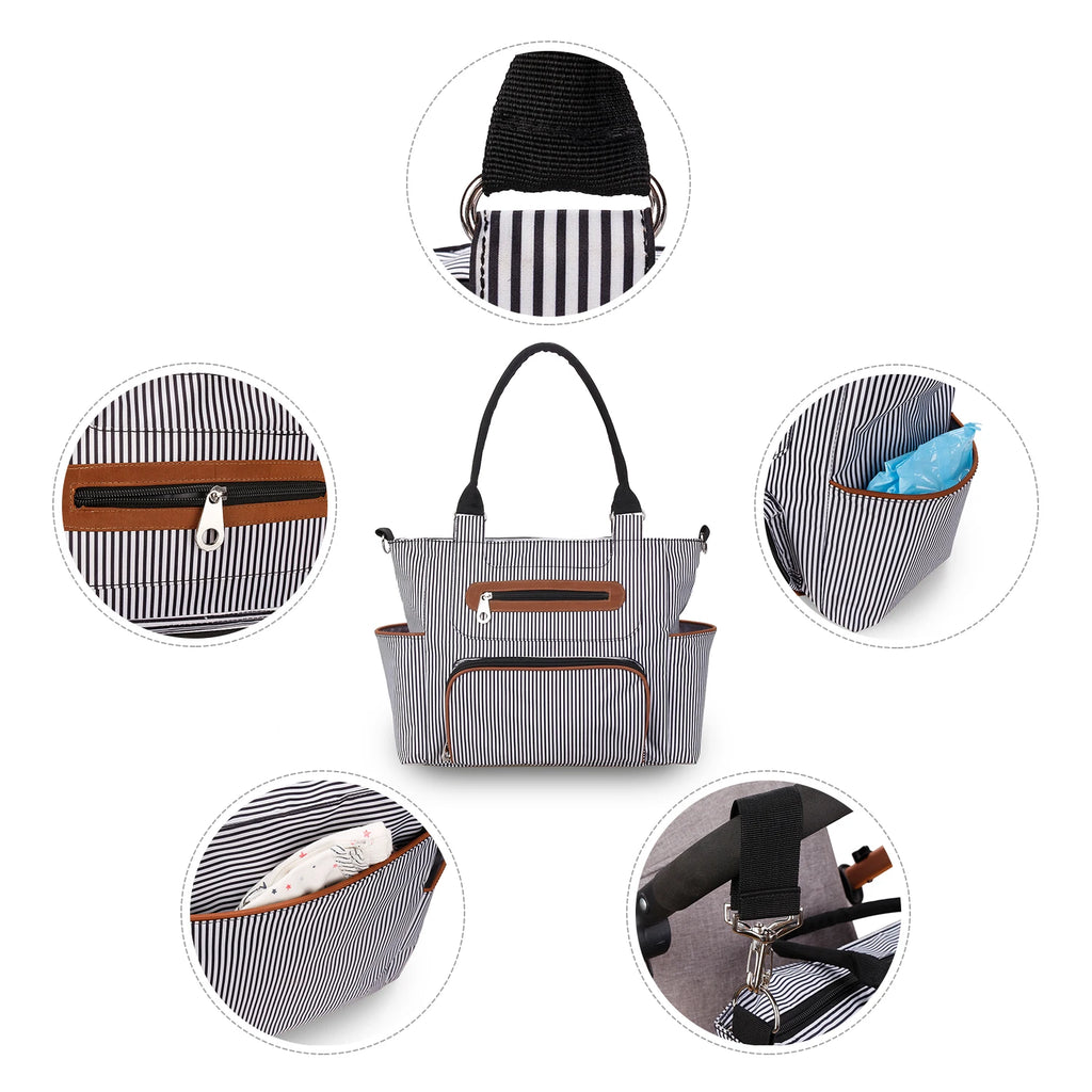 7pcs Nappy Changing Bag Set – Multifunctional Tote, Shoulder & Travel Diaper Bag