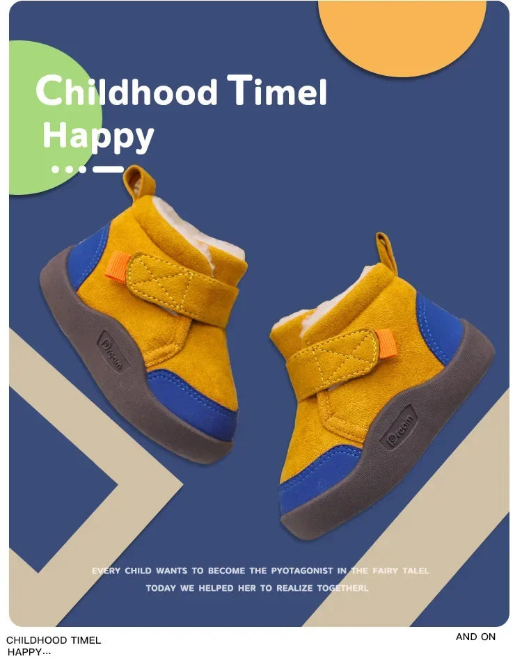 Kids Winter Snow Boots (0–5Y) – Plush Warm Non-Slip Sneakers