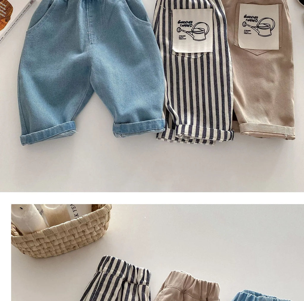 Kids Spring Striped Denim Pants (0–5Y)