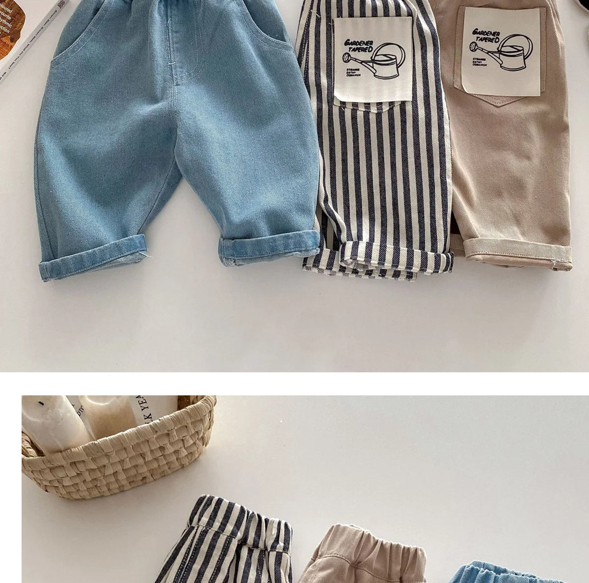 Kids Spring Striped Denim Pants (0–5Y)