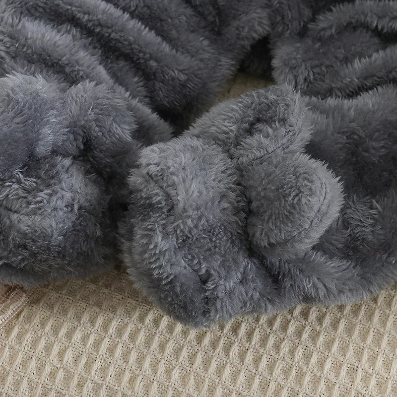 0–2 Years Baby Plush Jumpsuit, Cute Dog & Rabbit Print