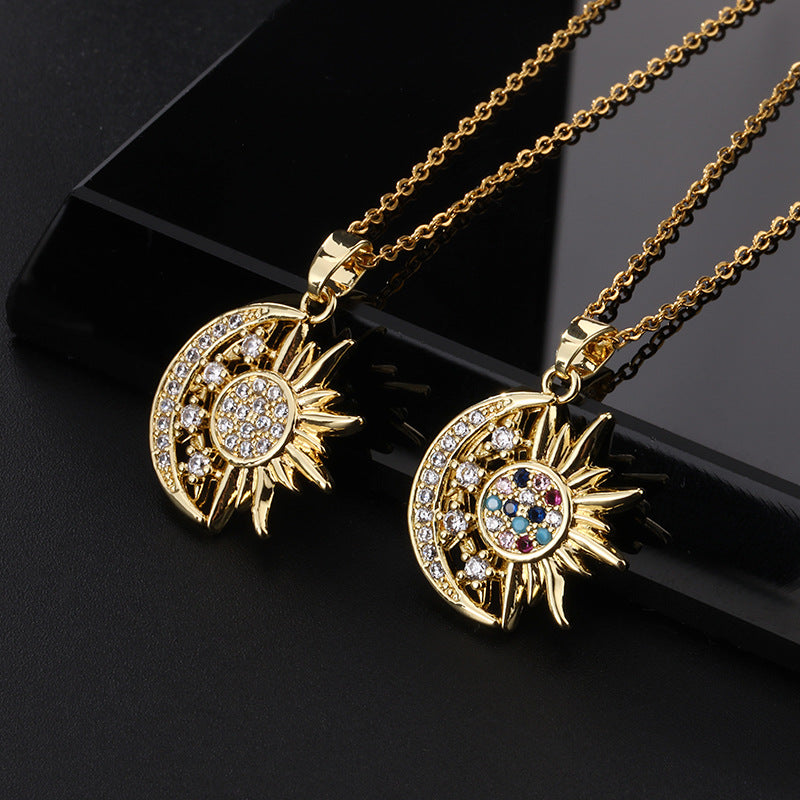 Stainless Steel Sun Moon Necklace