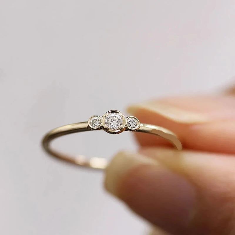 CAOSHI Chic Two-tone Style Finger Ring Female Engagement Jewelry with Brilliant Zirconia Fashion Thin Accessories for Wedding